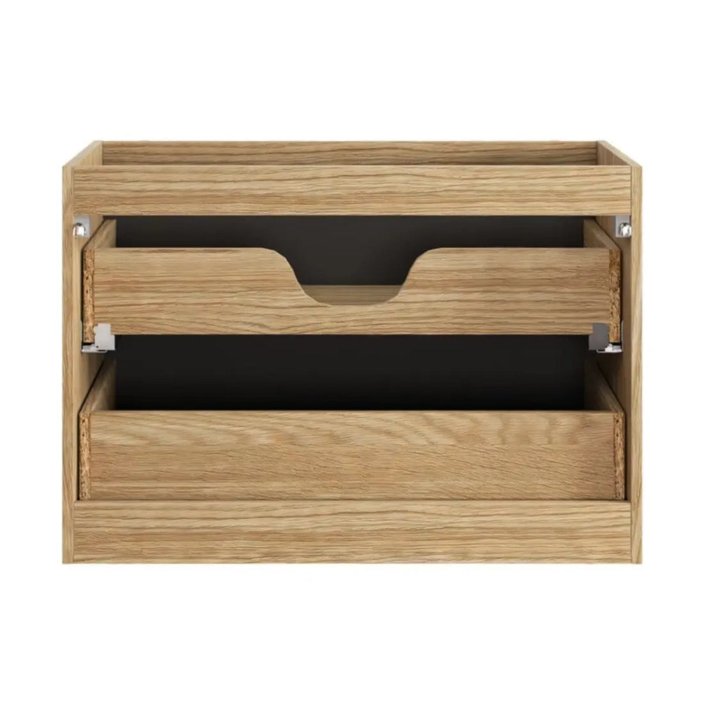 Mobile sottolavabo YOKA – 2 cassetti – Rovere chiaro e nero – L80 × P46 × H57 cm – Da appendere