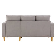 Divano Angolare con Chaise Longue 3 Posti con Contenitore; Portabicchieri e 2 Cuscini in Cotone Lino Grigio Chiaro