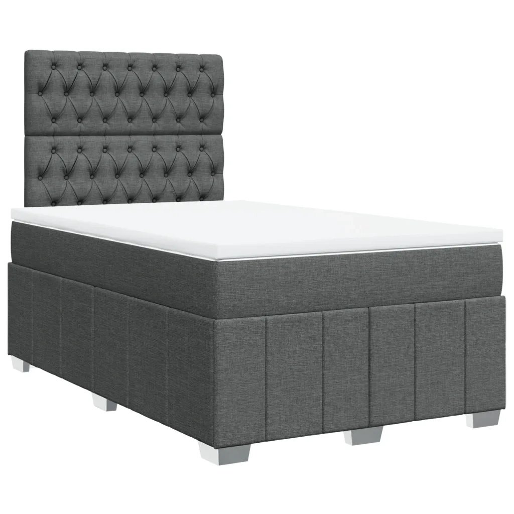 Giroletto a Molle con Materasso Grigio Scuro 120x190cm Tessuto