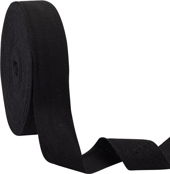 Lint a tessuto in cotone - 50 mm largo - nero - decorazione domestica imbustare cucire artigianato