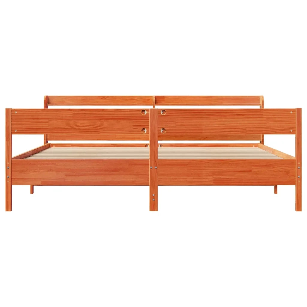 Letto senza Materasso Marrone Cera 200x200 cm in Legno di Pino 3306917