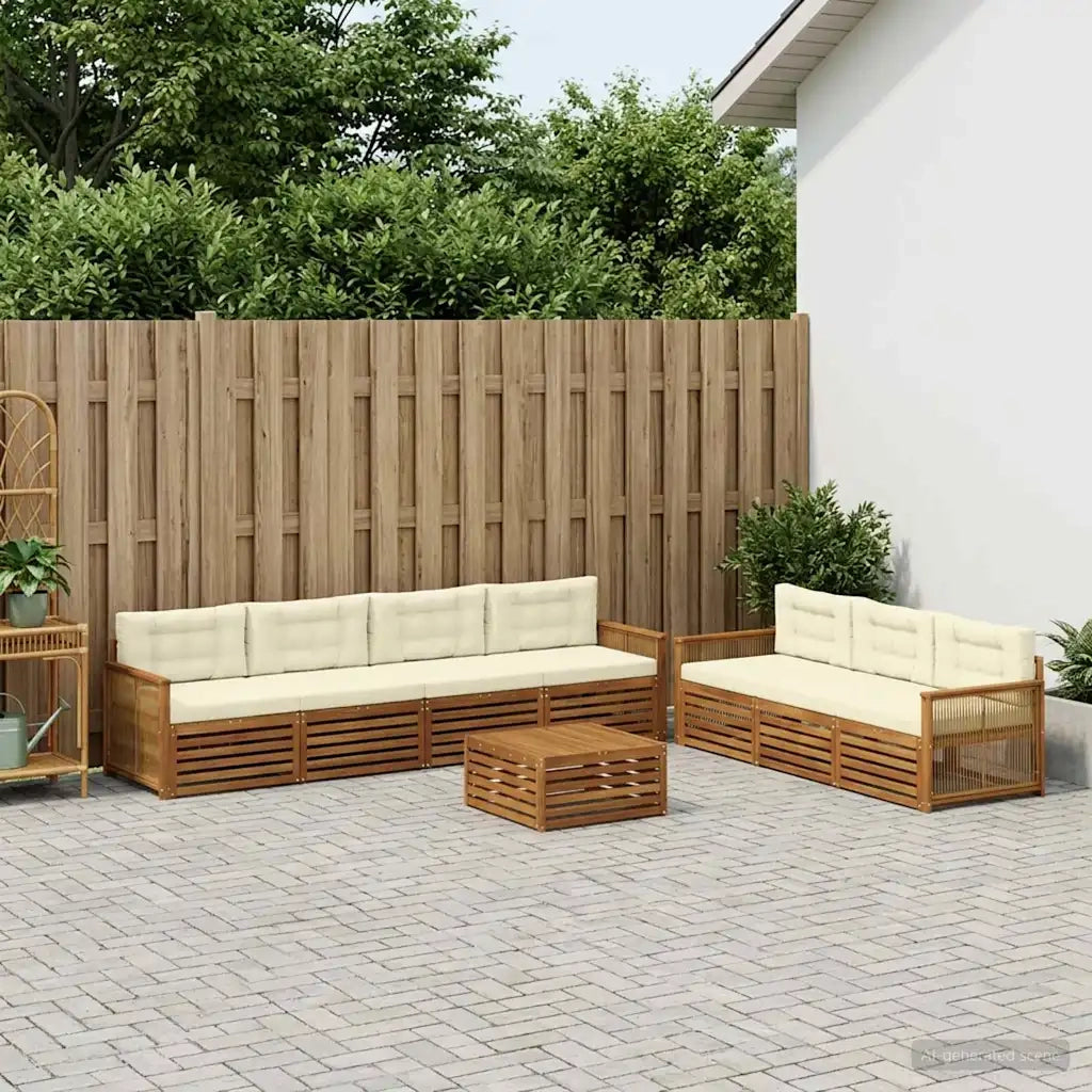Set di divani da esterno con cuscino 8 pcs Naturale e Crema 3383118