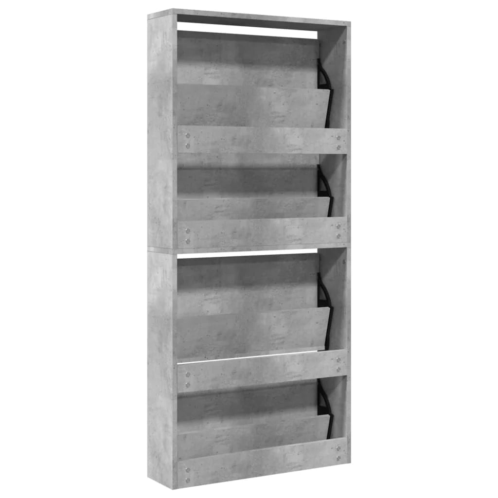Scarpiera mobiletto portascarpe mobile ingresso/corridoio/soggiorno con specchio 4 ripiani 63 x 17 x 134 cm grigio 02_0021764