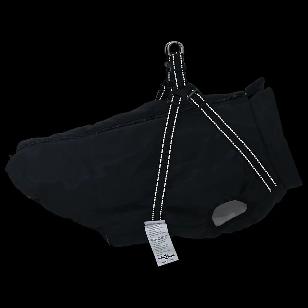 Cappotto Cani con Imbracatura Impermeabile Riflettente Nero L68 4019648