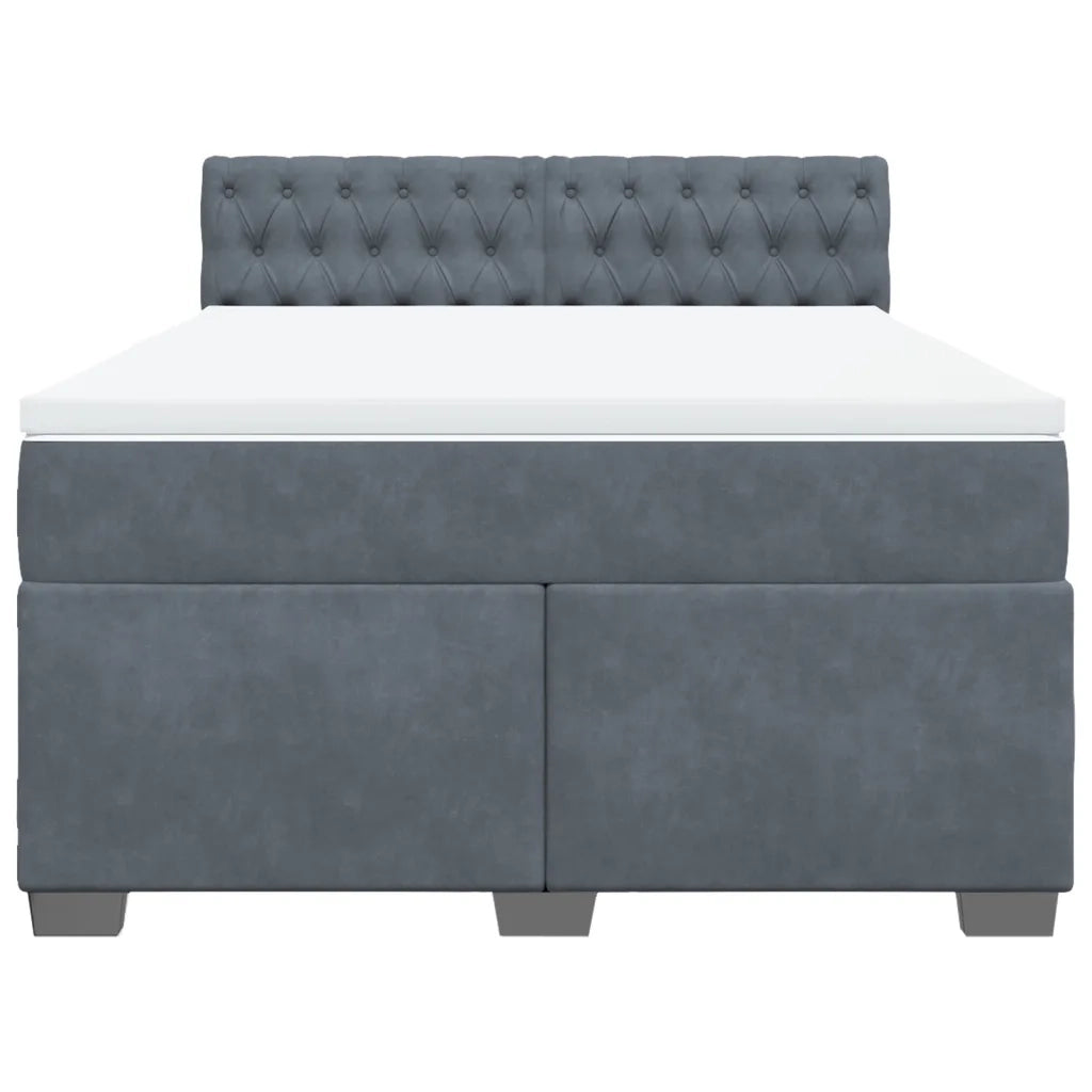 Giroletto a Molle con Materasso Grigio Scuro 140x200 cm Velluto