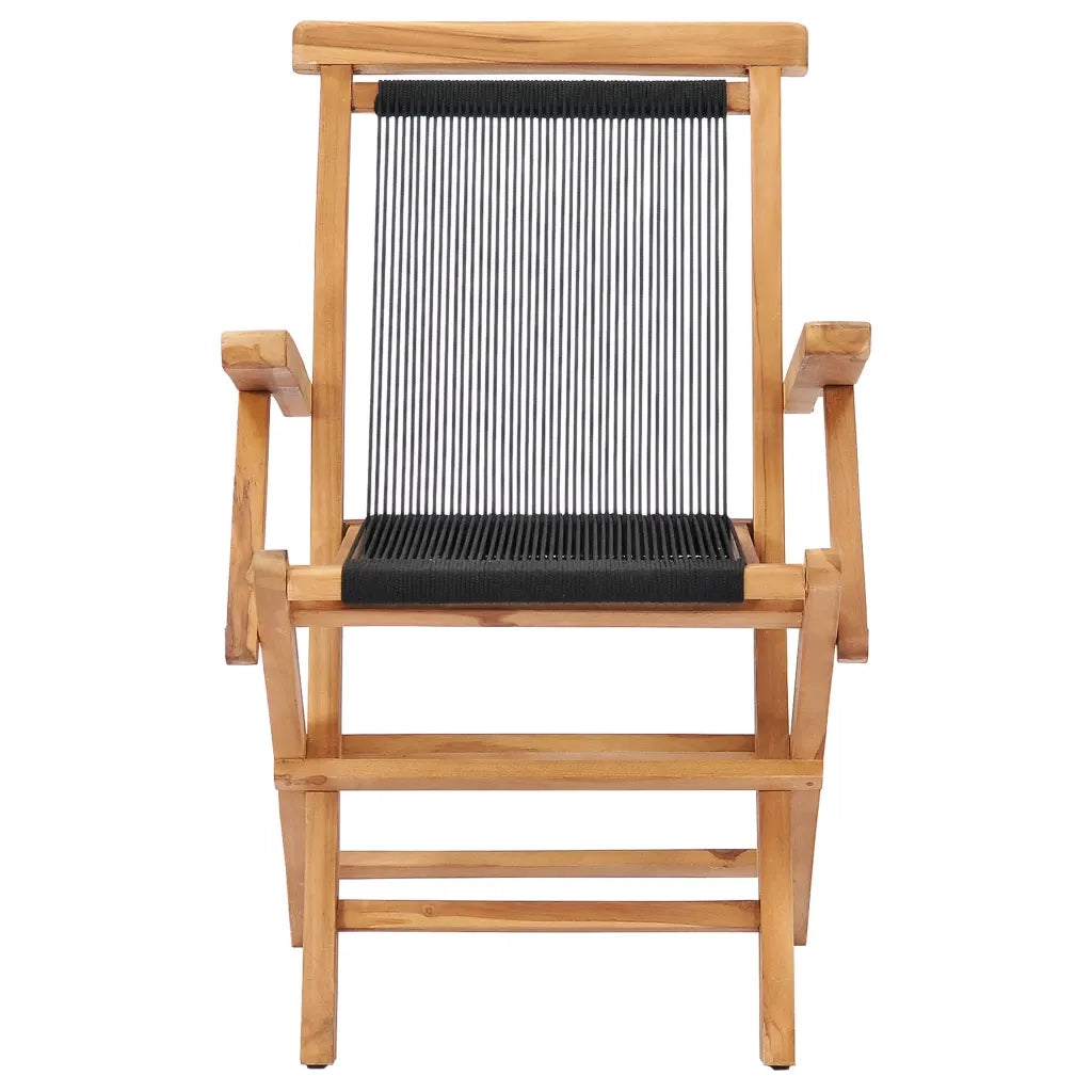 Sedie da Giardino Pieghevoli 2 pz | Sedie da Esterno Legno Massello di Teak e Corda