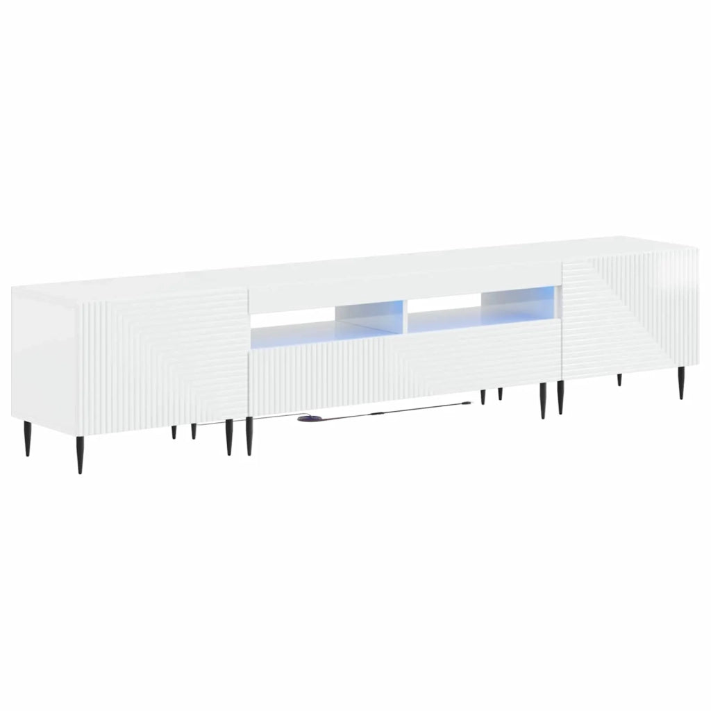 Mobile TV LED a 3 pezzi Bianco Lucido Legno ingegnerizzato 3416681