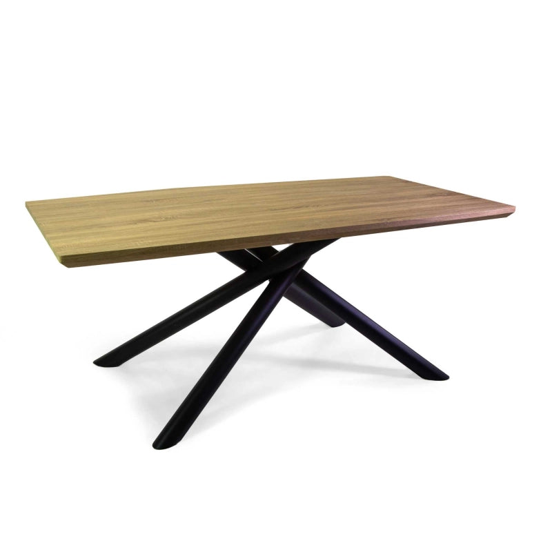 Tavolo metallo Canberra nero con top legno naturale cm 180x90h75