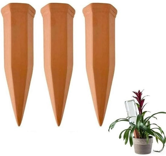 Stecchi di Terracotta Autozappati - 3 Delig - Irrigazione Automatica per Piante - Adatto per Interno/Esterno - Ideali per Vacanze - 17,5 cm