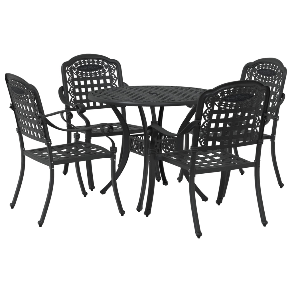 Set da Pranzo da Giardino in 5 Pezzi in Ghisa Nera