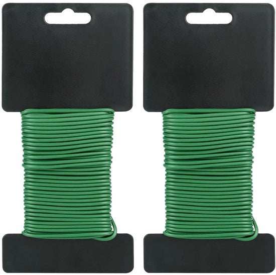 Cintura per giardino - filo di fissaggio - 2 pezzi - verde - plastica e filo di metallo