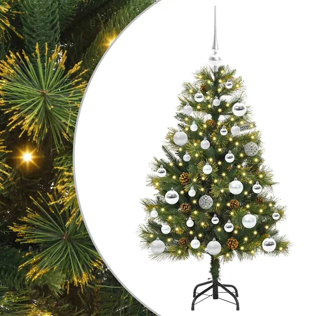 Albero di Natale artificiale pieghevole con coni Verde 120 cm 3395076