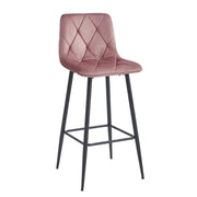 Sgabello da bar Nado in velluto rosa antico con gambe nere