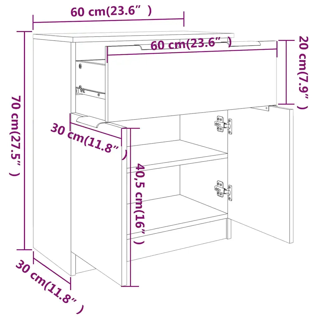 Credenza Rovere Fumo 60x30x70 cm in Legno tecnico