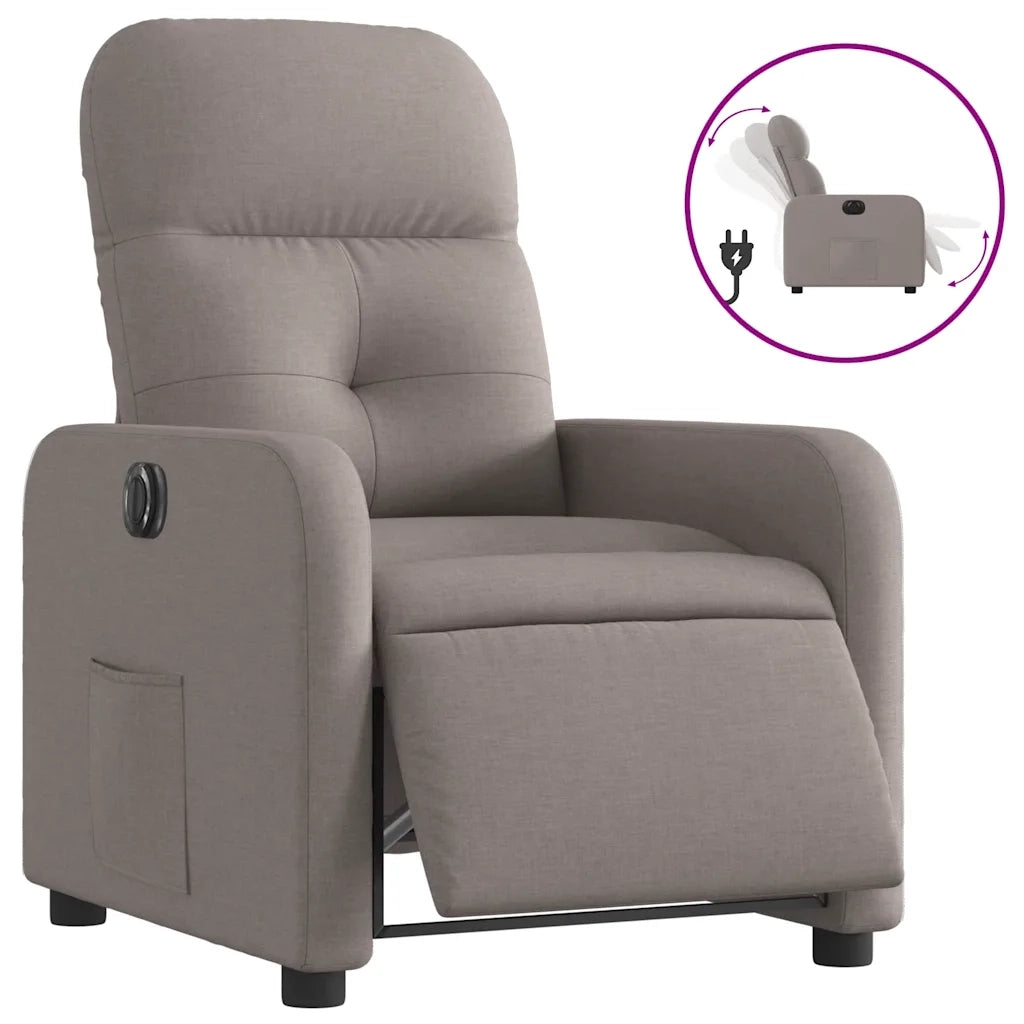 Poltrona | Sedia Relax Elettrica Reclinabile Tortora in Tessuto