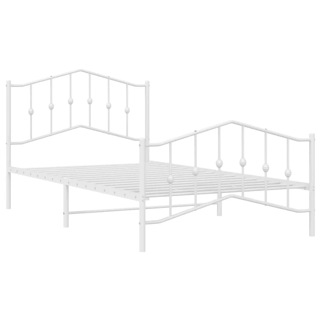 Giroletto con Testiera e Pediera-Struttura Letto Metallo Bianco 100x200 cm 408207