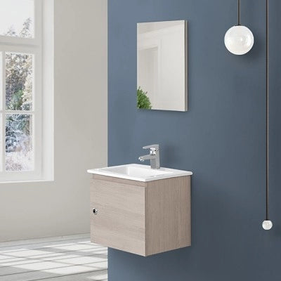 Mobile da bagno salvaspazio rovere chiaro 50x36,5 cm con anta