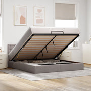 Pouf Letto con Materasso e LED Tortora 180x200cm in Tessuto