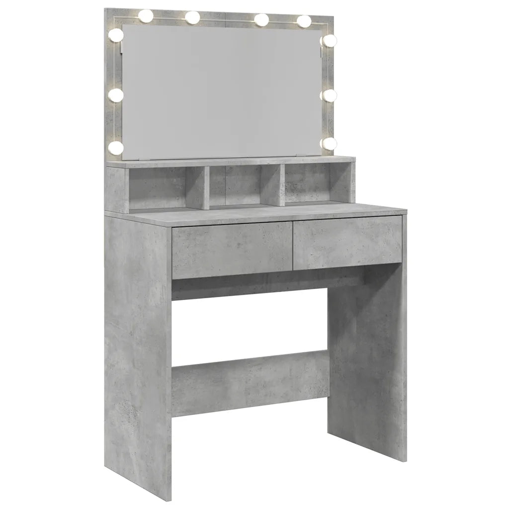 Toeletta | Tavolo da Trucco con LED Grigio Cemento 80x41x134,5 cm