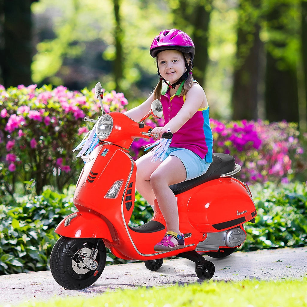 Triciclo Elettrico Vespa Scooter per Bambini ¨C Zephmum ¨C Rosso con Luce MP3 USB