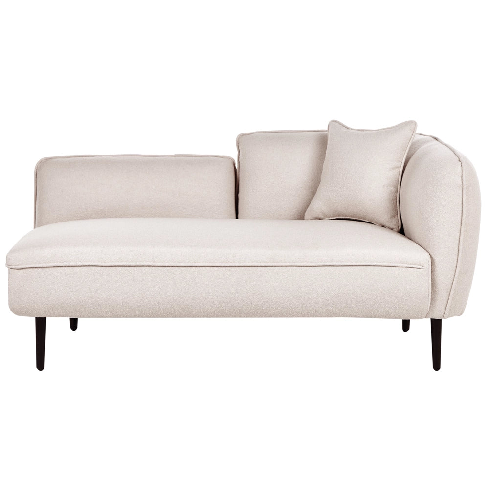 Chaise longue Destra in poliestere beige chiaro con cuscino e gambe metallo da salotto