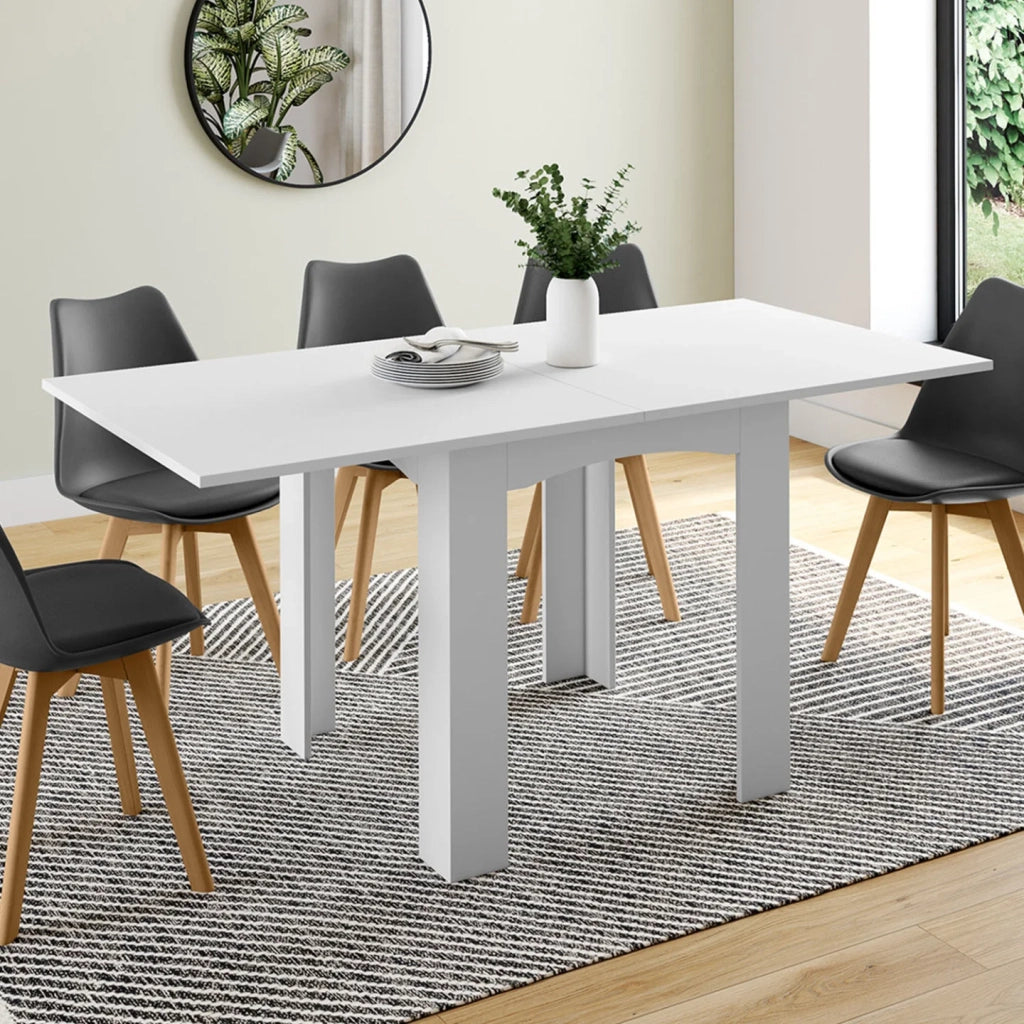 IDMarket - Tavolo da pranzo allungabile DONA 4-8 persone bianco 80-160 cm