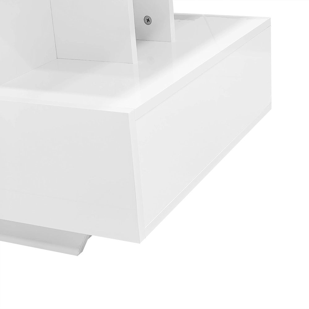 Tavolino da Caff¨¨ con LED e 2 Cassetti ¨C MINIMAL ¨C Lucido Bianco 90x55x41