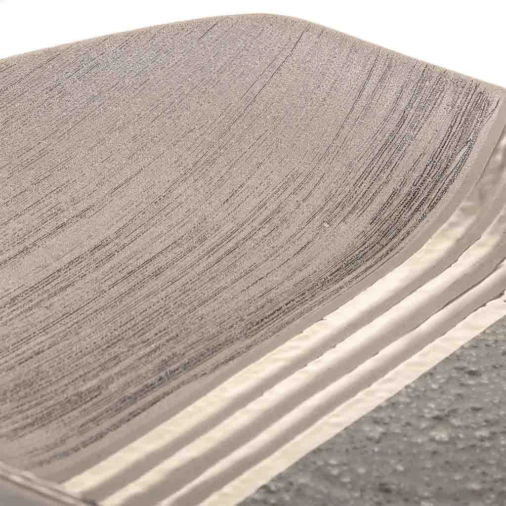 Centrotavola in ceramica argento 38x26,5x5,5h