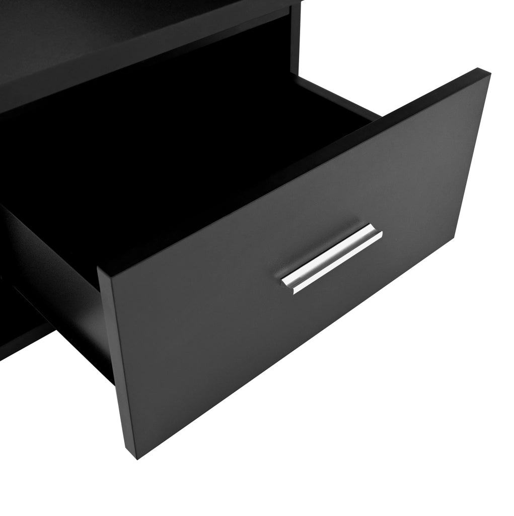 Tavolino da salotto sollevabile quadrato 78x78 cm; nero; in truciolare con LED e spazio contenitivo