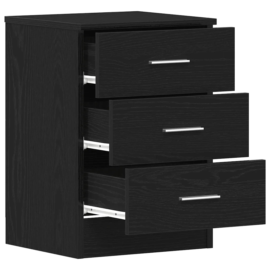 Comodino Rovere Nero 38x35x55 cm in Legno Multistrato 862428