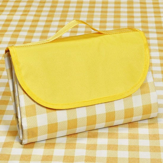 Decken perpendicolare, ombrelloni da picnic per esterno, impermeabili, impermeabili al sabbia, pannelli trasportabili, ripiegabili e leggeri per campeggiare in primavera e estate, spiaggia, parco (150*100cm) - Giallo e bianco