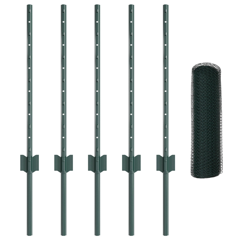 Posti per Recinzione  5 pcs U-Channel Verde 60 cm Acciaio