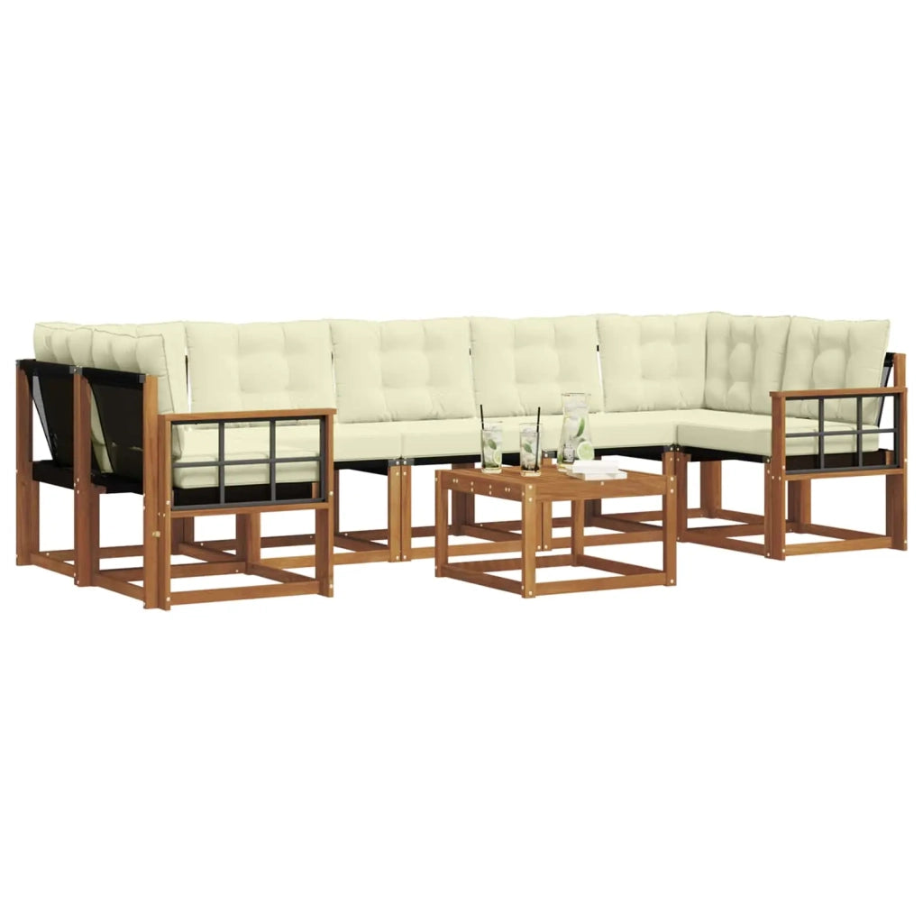 Set di divani da esterno con cuscino 8 pcs Naturale e Crema
