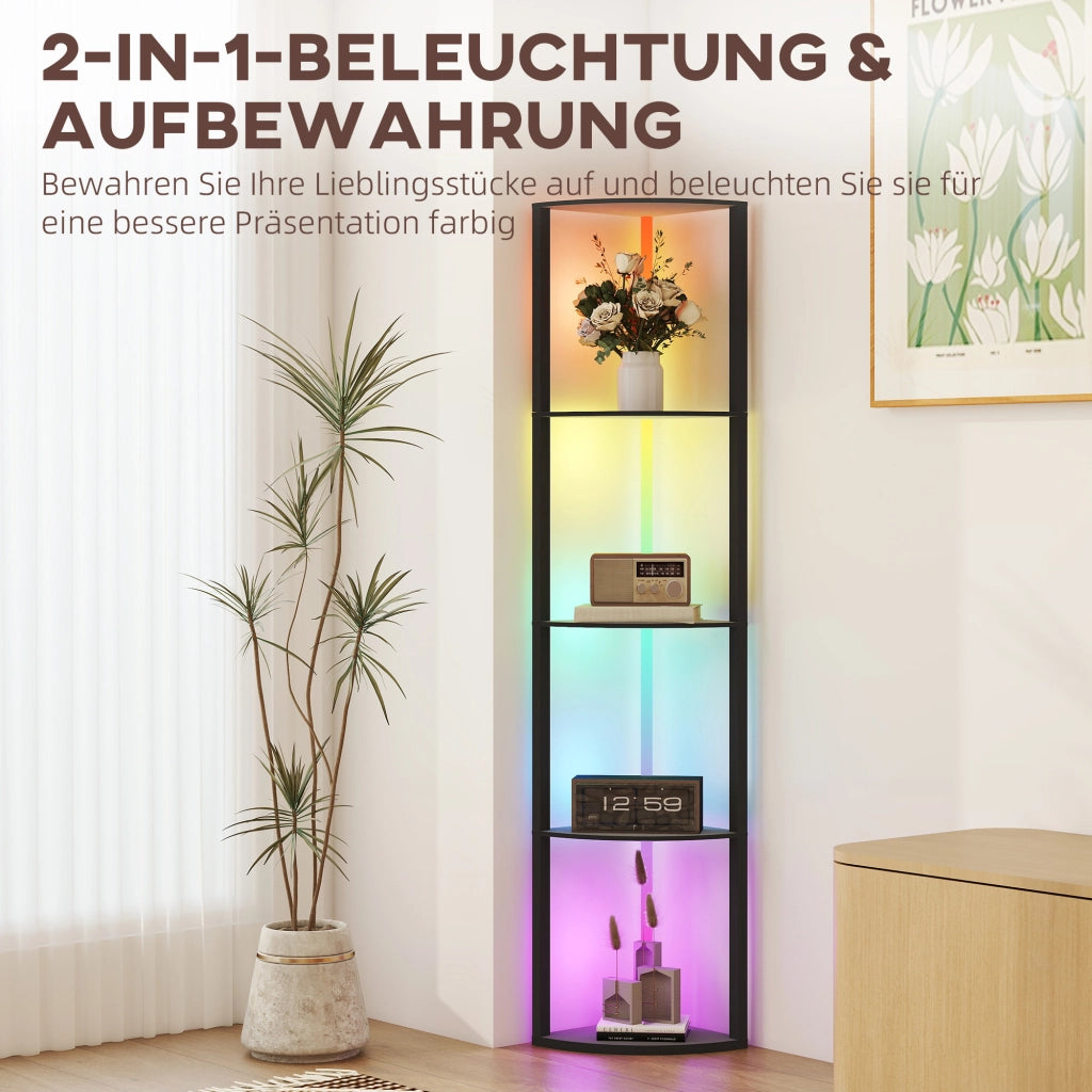 Lampada da terra con scaffale, RGB, telecomando ¨C Zephmum ¨C 5 livelli dimmerabile