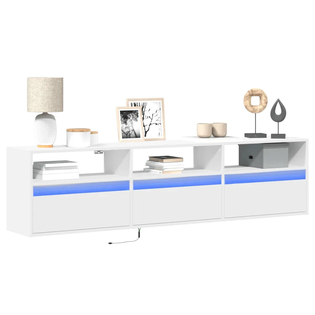 Mobile TV a Parete con LED-Mobile TV a Muro Bianco 180x31x45 cm 657251