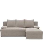 Divano ad angolo Beige 3 posti con chaise longue compatta 206x90x146cm GINA