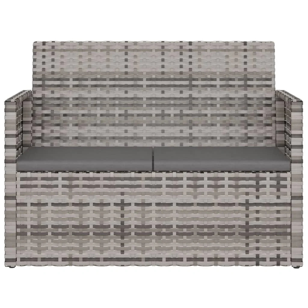 Panca da giardino arredo da esterno terrazza con cuscini grigi 105 x 56 x 75 cm resina intrecciata 02_0011630