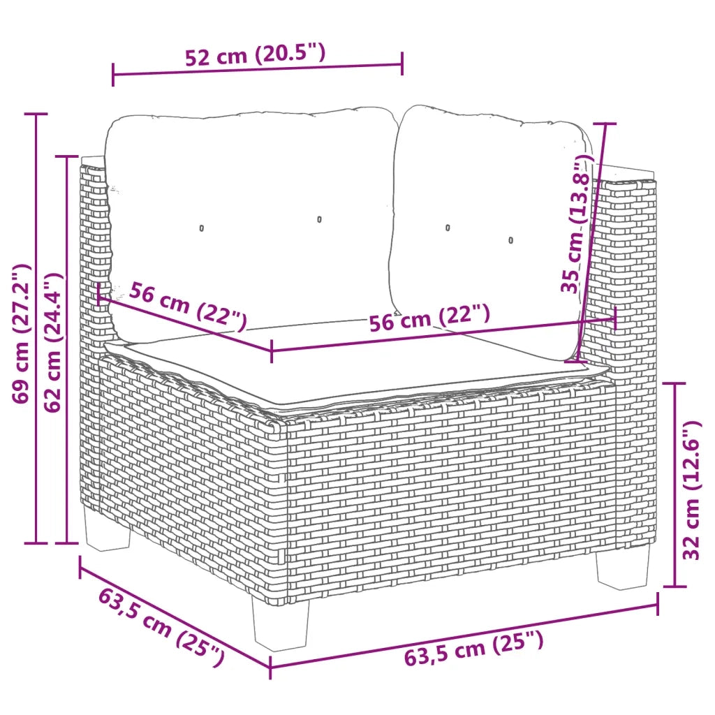 Set Divani da Giardino 11 pz con Cuscini in Polyrattan Grigio 3262056
