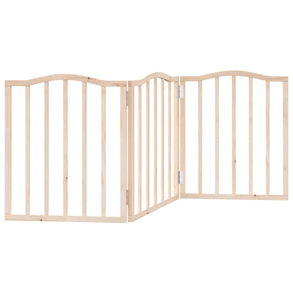Cancelletto di sicurezza pieghevole per cani a 3 pannelli 150 cm legno di pioppo marrone 02_0023076