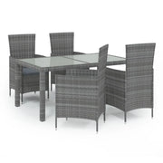 Set da Pranzo da Esterno 5 pz | Set Salotto da Giardino con Cuscini in Polyrattan Grigio