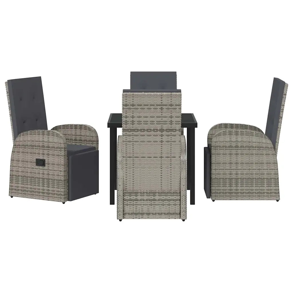 Set da Pranzo per Giardino con cuscino 5 pcs Grigio polyrattan 3379486