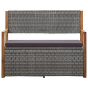 Cassapanca 115 cm in Polyrattan e Legno Massello Acacia Grigia 46011