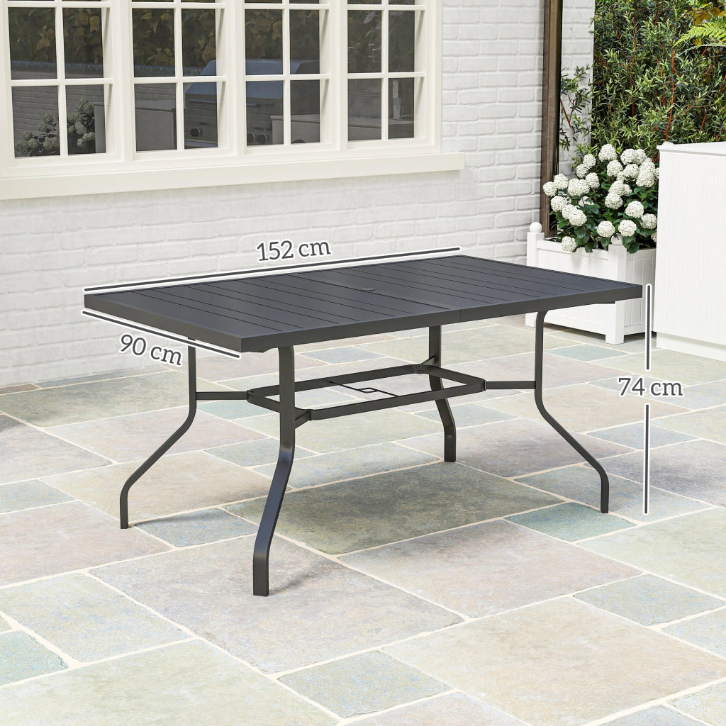 Tavolo da giardino ¨C zephmum ¨C 152x90 cm, nero, acciaio, lattoni