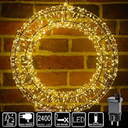 Ghirlanda Natalizia 3D in Metallo con 2400 Luci LED Diametro 70 cm da appendere