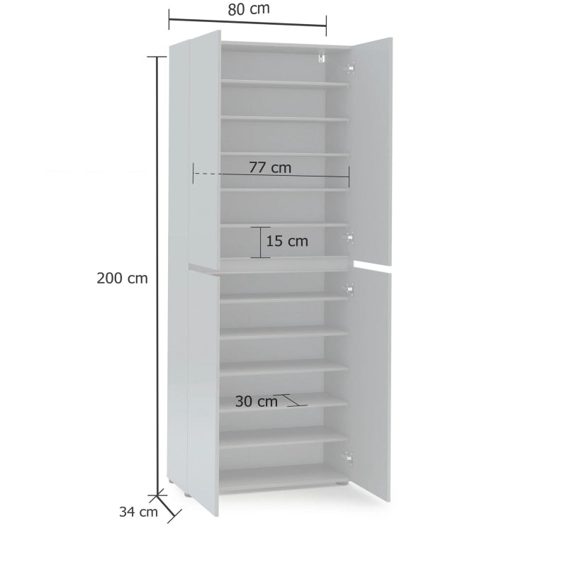 Scarpiera a 4 ante XL con 10 ripiani MISTER made in Italy - Grigio