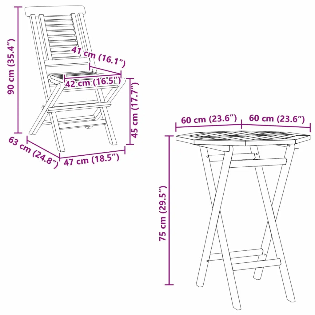 Set da Giardino 3 pz Marrone Legno Teak Massello 3437395