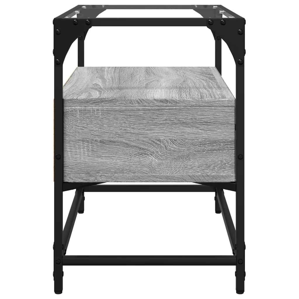 Mobile TV multimediale mensola per TV credenza per TV sala da pranzo soggiorno camera da letto con piano in vetro Sonoma legno ingegnerizzato grigio 02_0026425