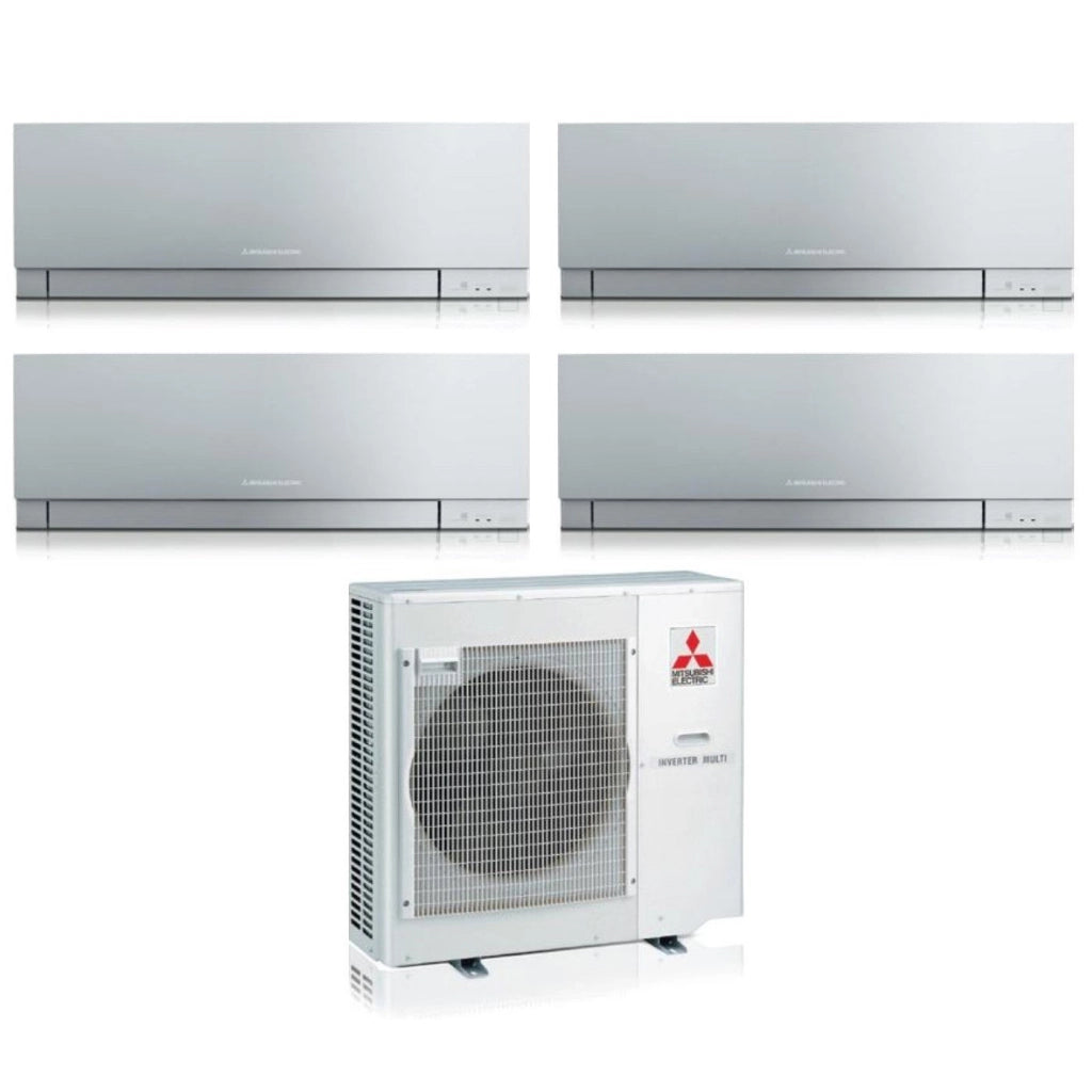 Climatizzatore Condizionatore Mitsubishi Electric Quadri Split Inverter serie KIRIGAMINE ZEN SILVER MSZ-EF 7+9+12+12 con MXZ-4F72VF R-32 Wi-Fi Integrato Colore Argento 7000+9000+12000+12000