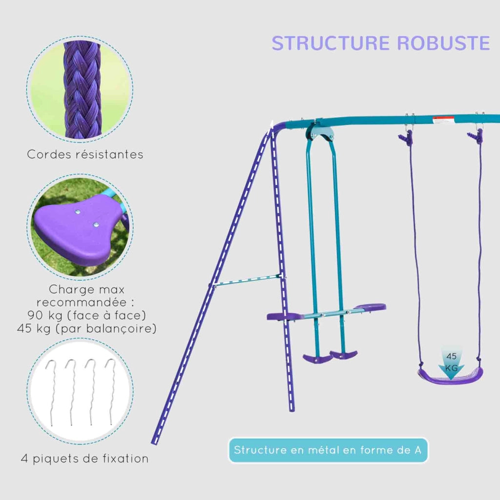 Portico Altalena 3 in 1 per Bambini ¨C zephmum ¨C Violetto