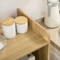 Mobiletto per Microonde in Truciolato con Ripiano Superiore, Cassetto Scorrevole e Armadietto, 58x40x118 cm